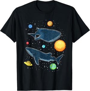 Sharks In The Galaxy Funny Whale Shark Lover T-Shirt - T-Shirt | Black