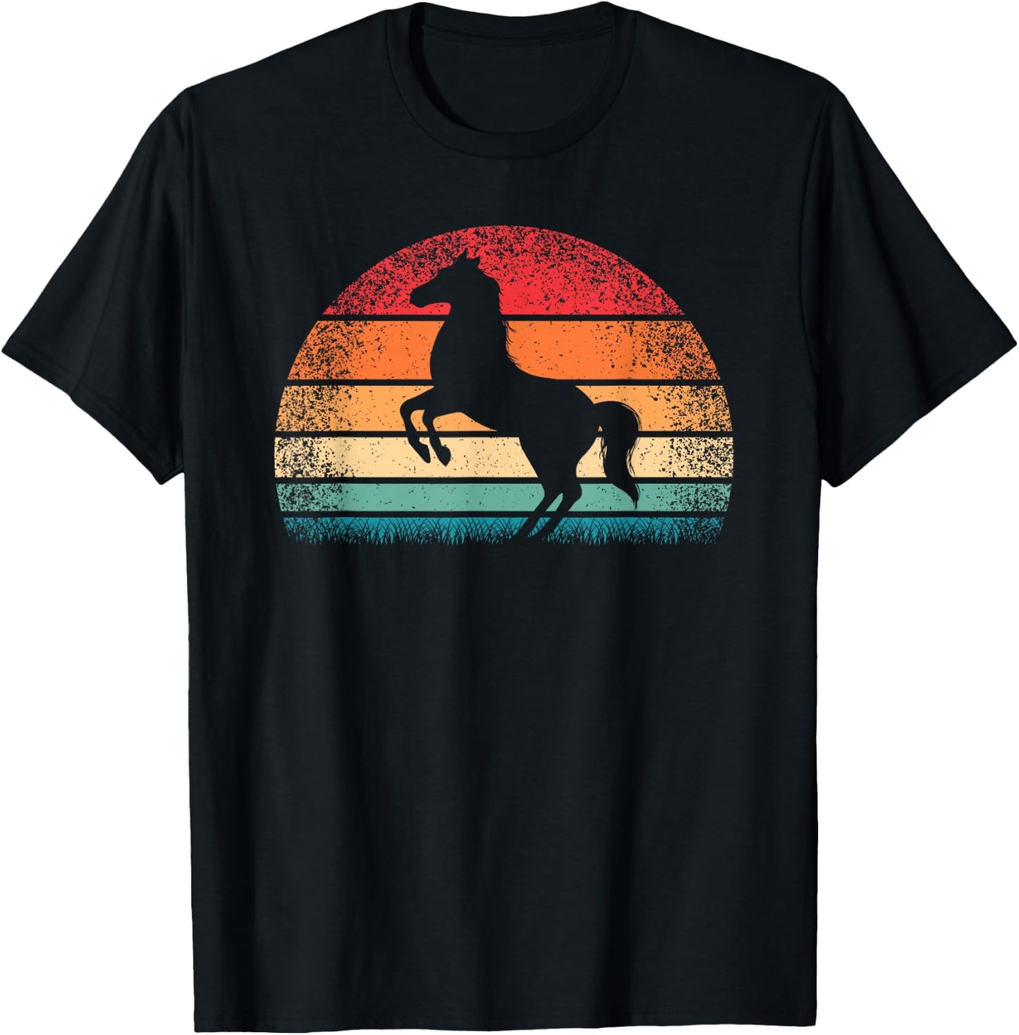 Retro Horse Vintage Horseback Riding Western Men Women Kids T-Shirt - T-Shirt | Black