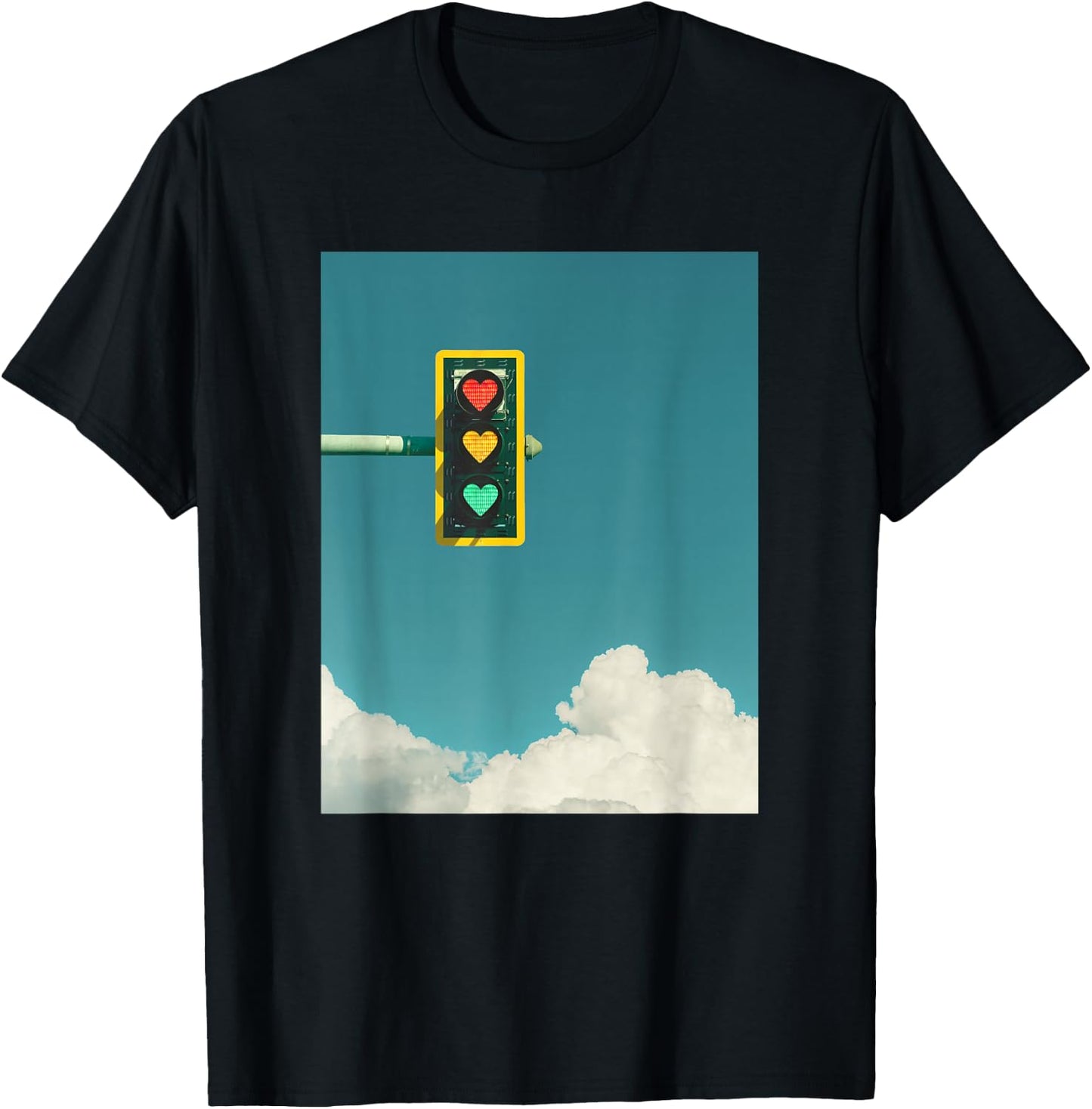 Indie Aesthetic y2k Light Traffic Heart Teen Girls 90s T-Shirt - T-Shirt | Black