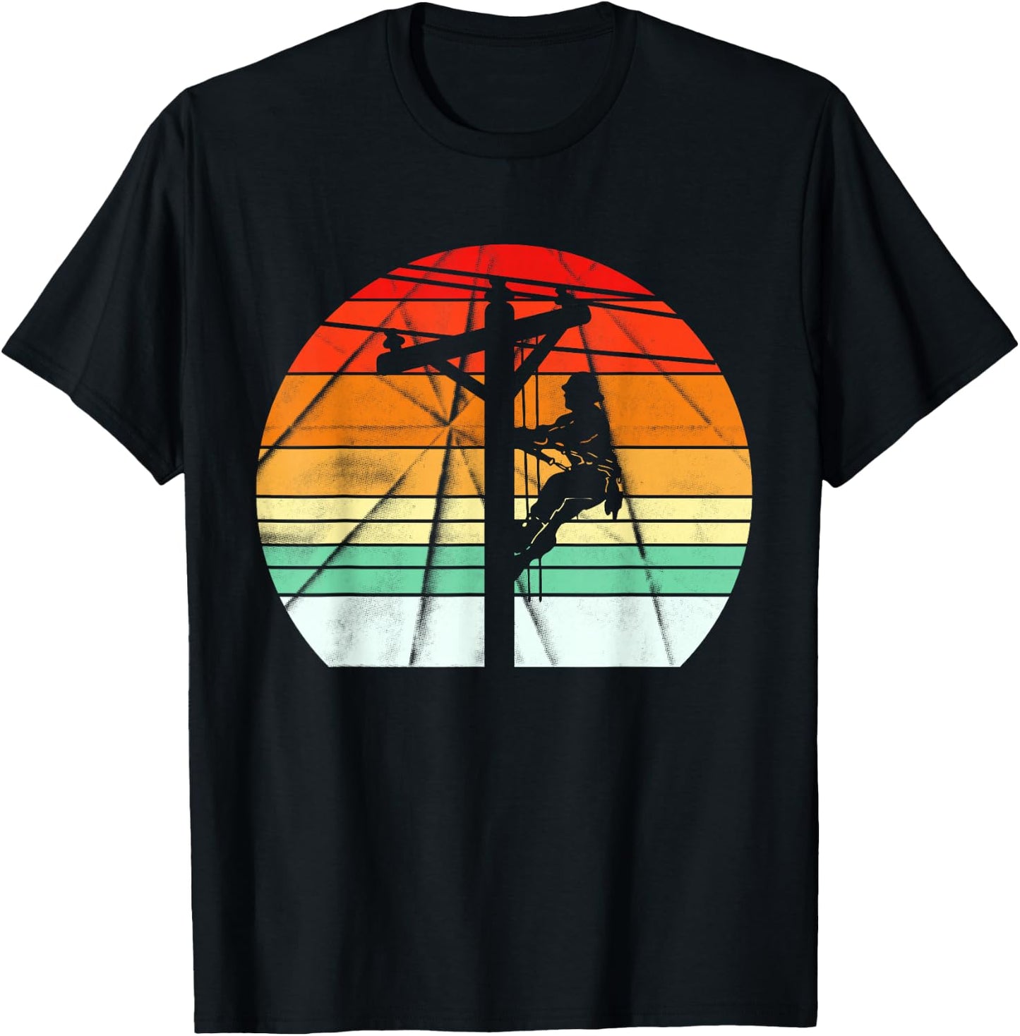 Lineman Retro Style Electrician Support Your Local Pole T-Shirt - T-Shirt | Black