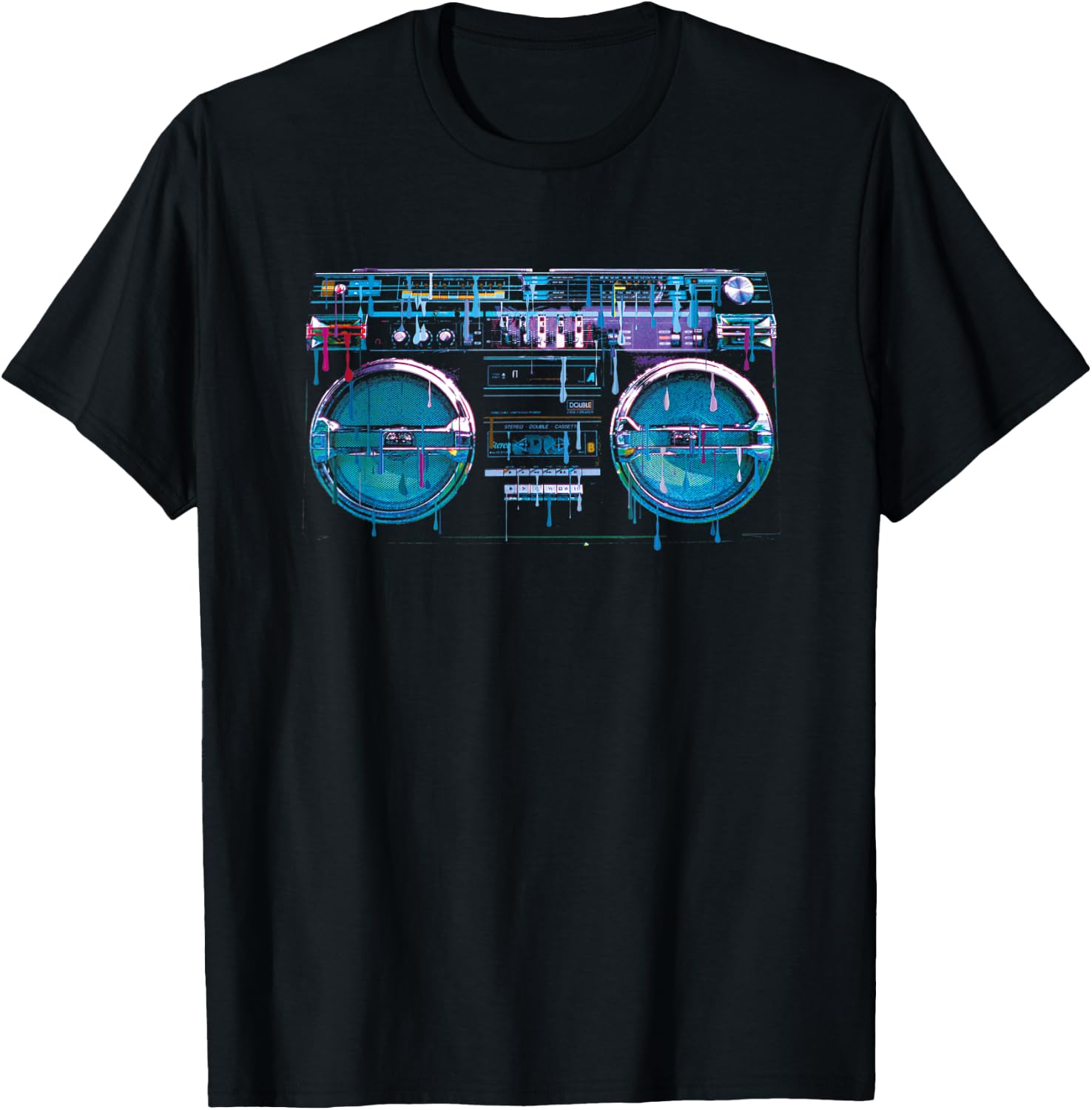 Retro Ghetto Blaster - Boom Box 80's 90's Hip Hip Rap T-Shirt - T-Shirt | Black