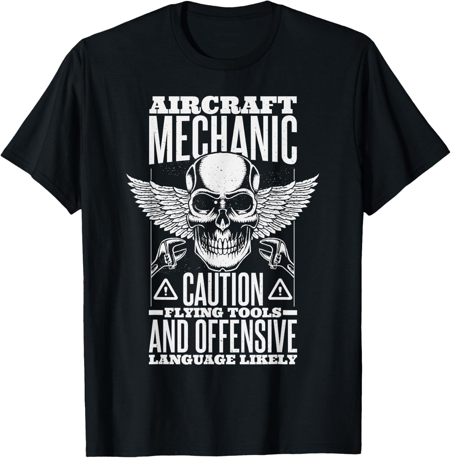 Aircraft Mechanic Flying Tools And Offensive Language, Plane T-Shirt - T-Shirt | Black