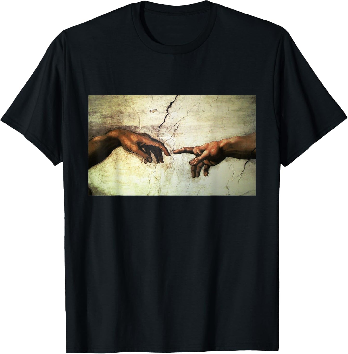 MichelAngelo - creation of Adam - vintage art T-Shirt - T-Shirt | Black