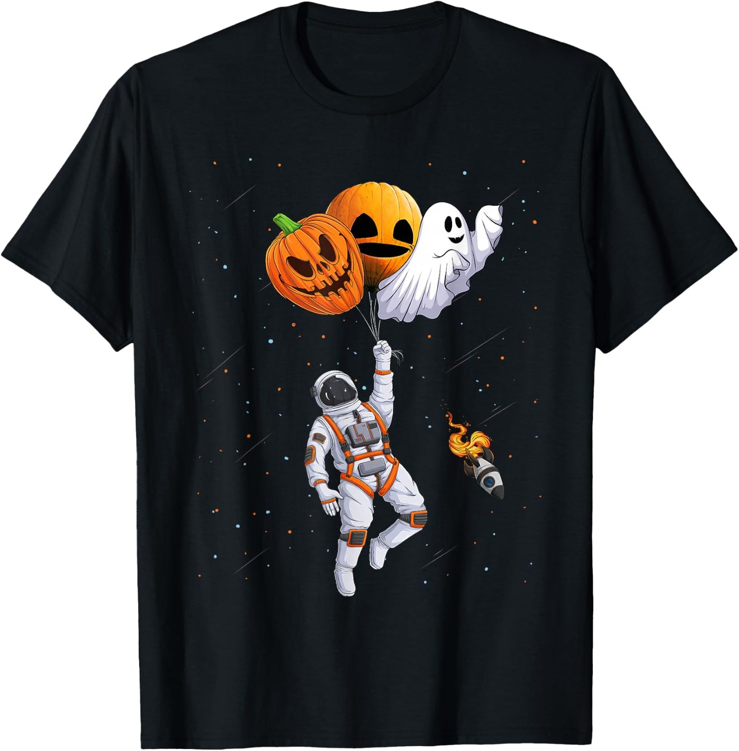 funny kids toddlers jack o lantern Space Astronaut Halloween T-Shirt - T-Shirt | Black