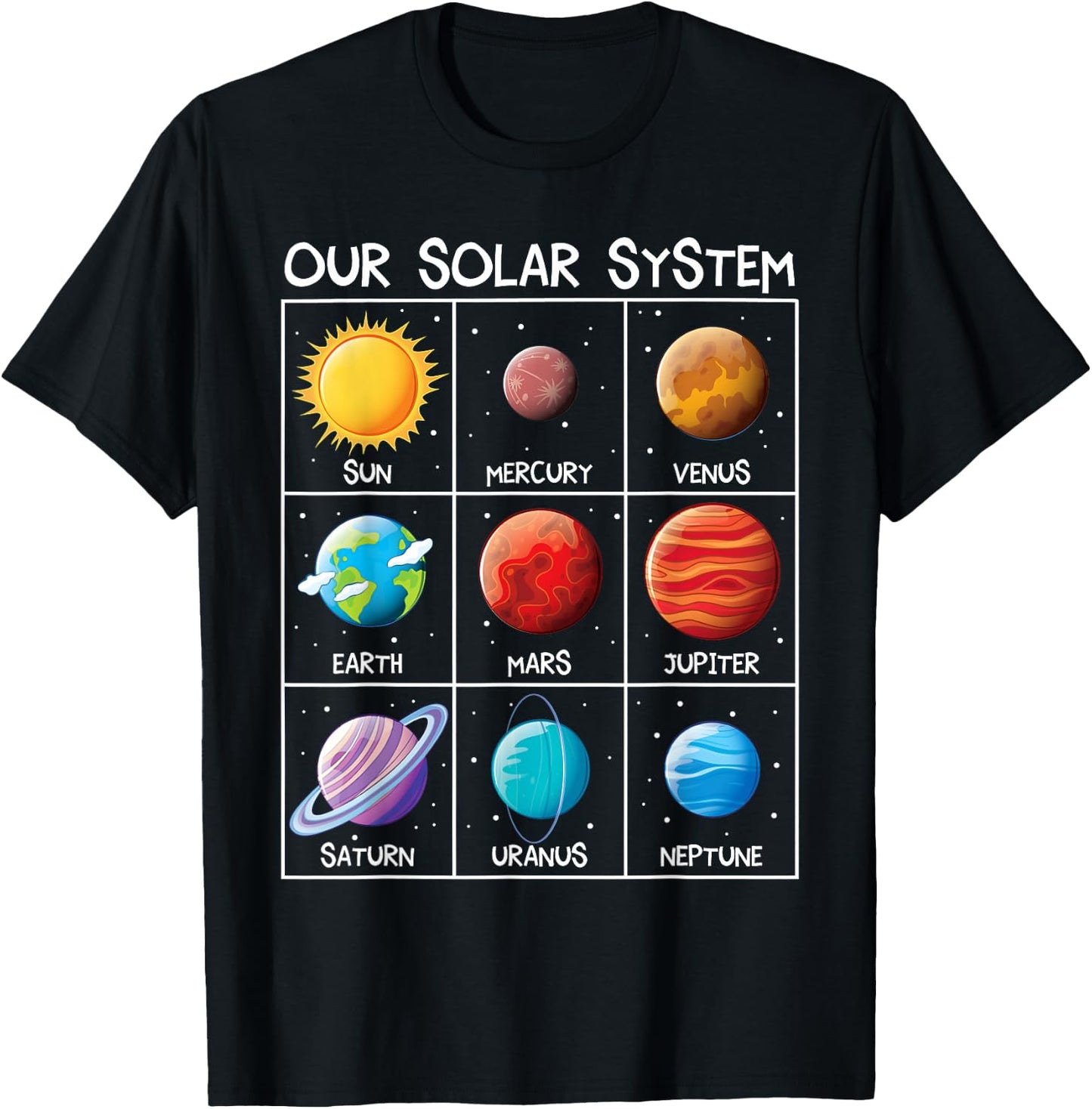 Our Solar Systems Planets Funny Outer-Space science Kids T-Shirt - T-Shirt | Black
