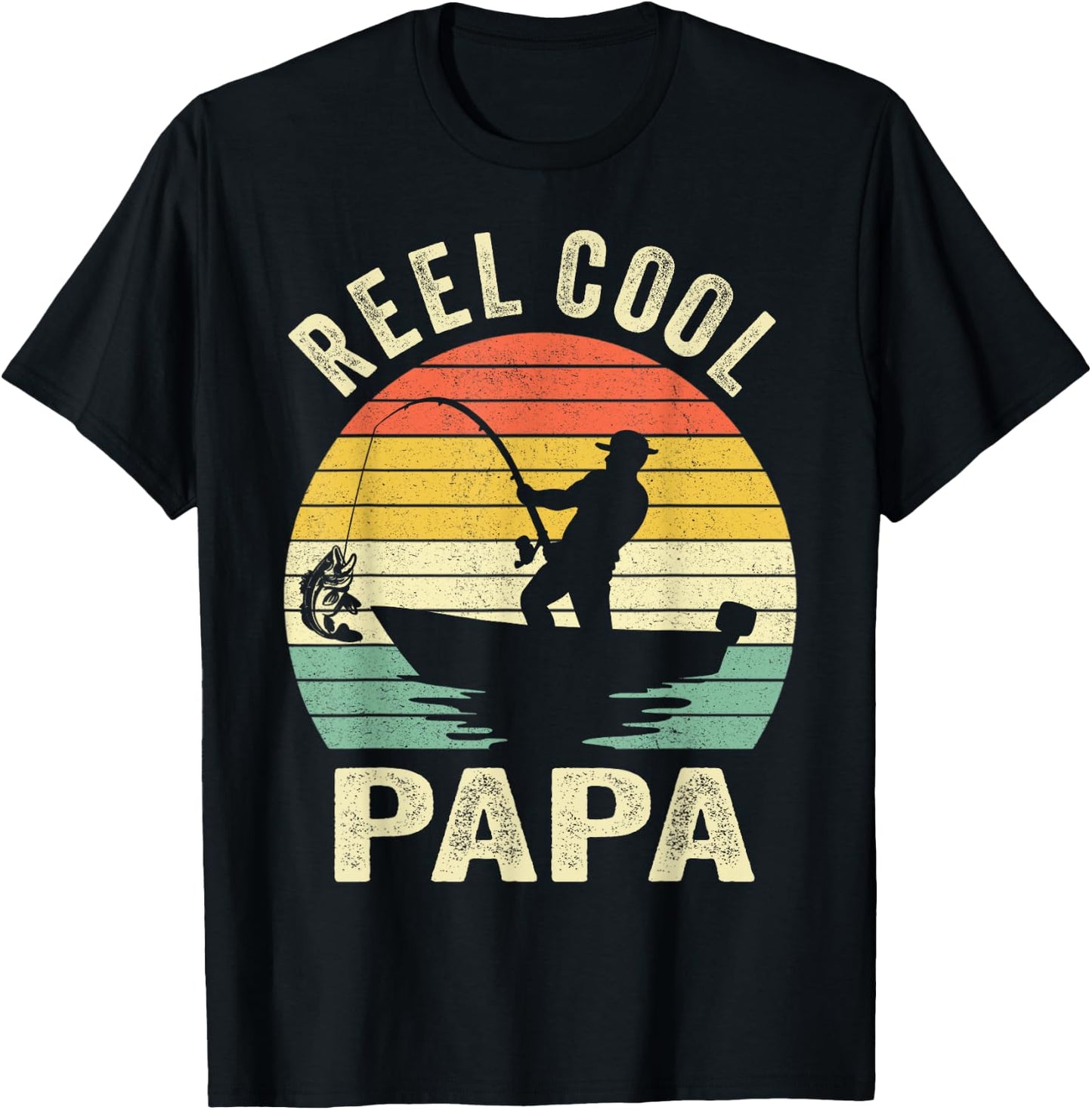 Reel Cool Papa Fishing Dad Gifts Father's Day Fisherman Fish T-Shirt - T-Shirt | Black