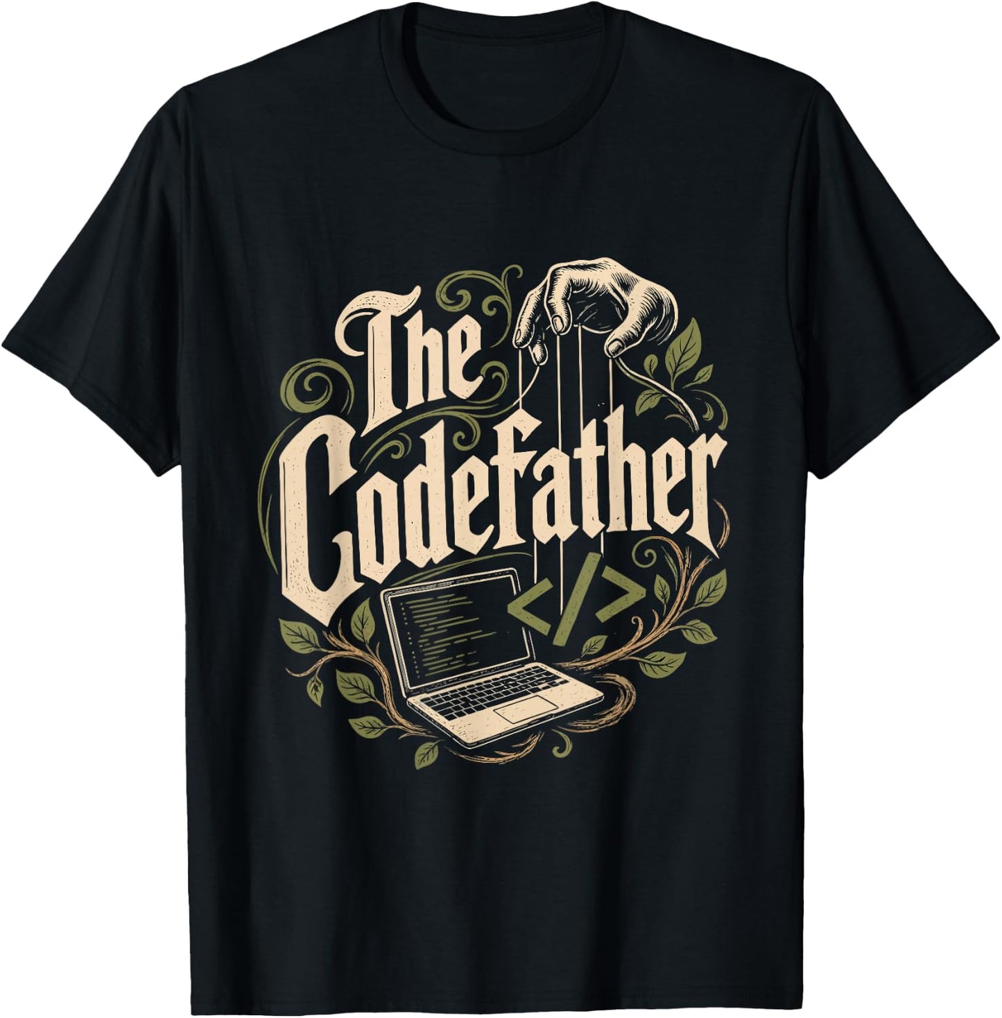 Computer Science THE CODEFATHER Funny Computer Scientist T-Shirt - T-Shirt | Black