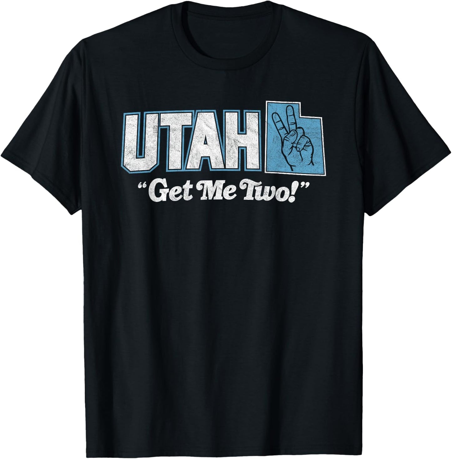 UTAH - state slogan get me two finger hand retro 90s action T-Shirt - T-Shirt | Black