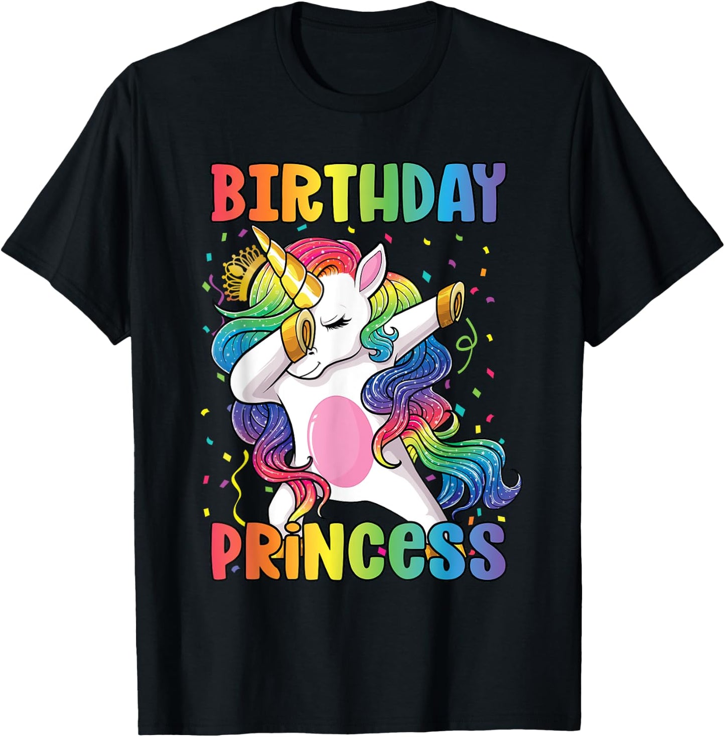 Birthday Princess Shirt Dabbing Unicorn Girl T-Shirt - T-Shirt | Black