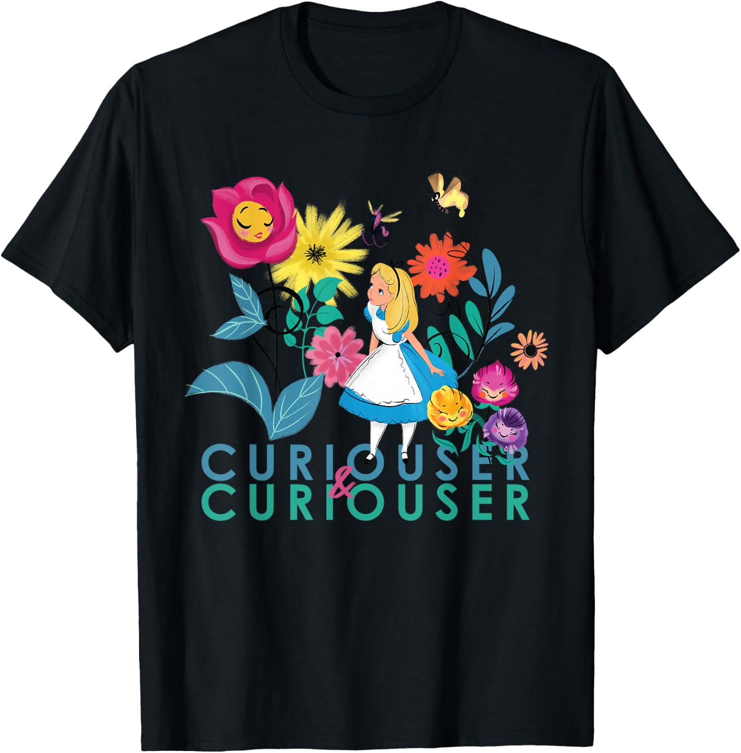 Disney Alice in Wonderland Curiouser & Curiouser Small T-Shirt - T-Shirt | Black