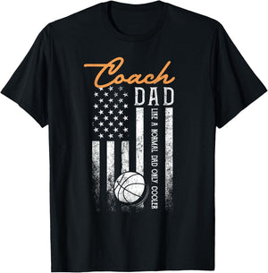 Basketball Coach Dad Like A Normal Dad Only Cooler USA Flag Men T-Shirt - T-Shirt | Black