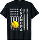 Softball Grandpa American Flag Father's Day 4th Of July T-Shirt - T-Shirt | Black