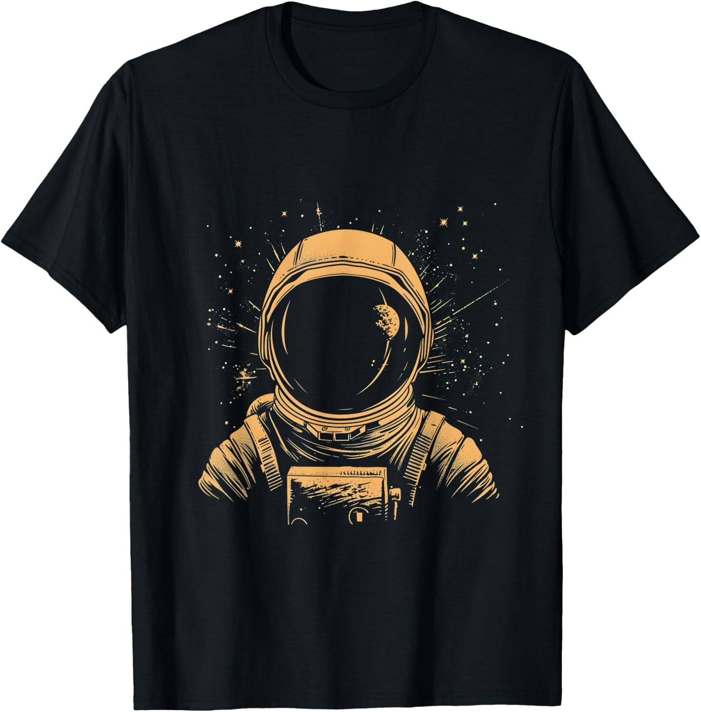 CosmoQuest Interstellar Minimalism Astronaut Portrait Black -Adults/ -Kids Cotton 65%/Polyester 35% Short Sleeve Small T-Shirt - T-Shirt | Black