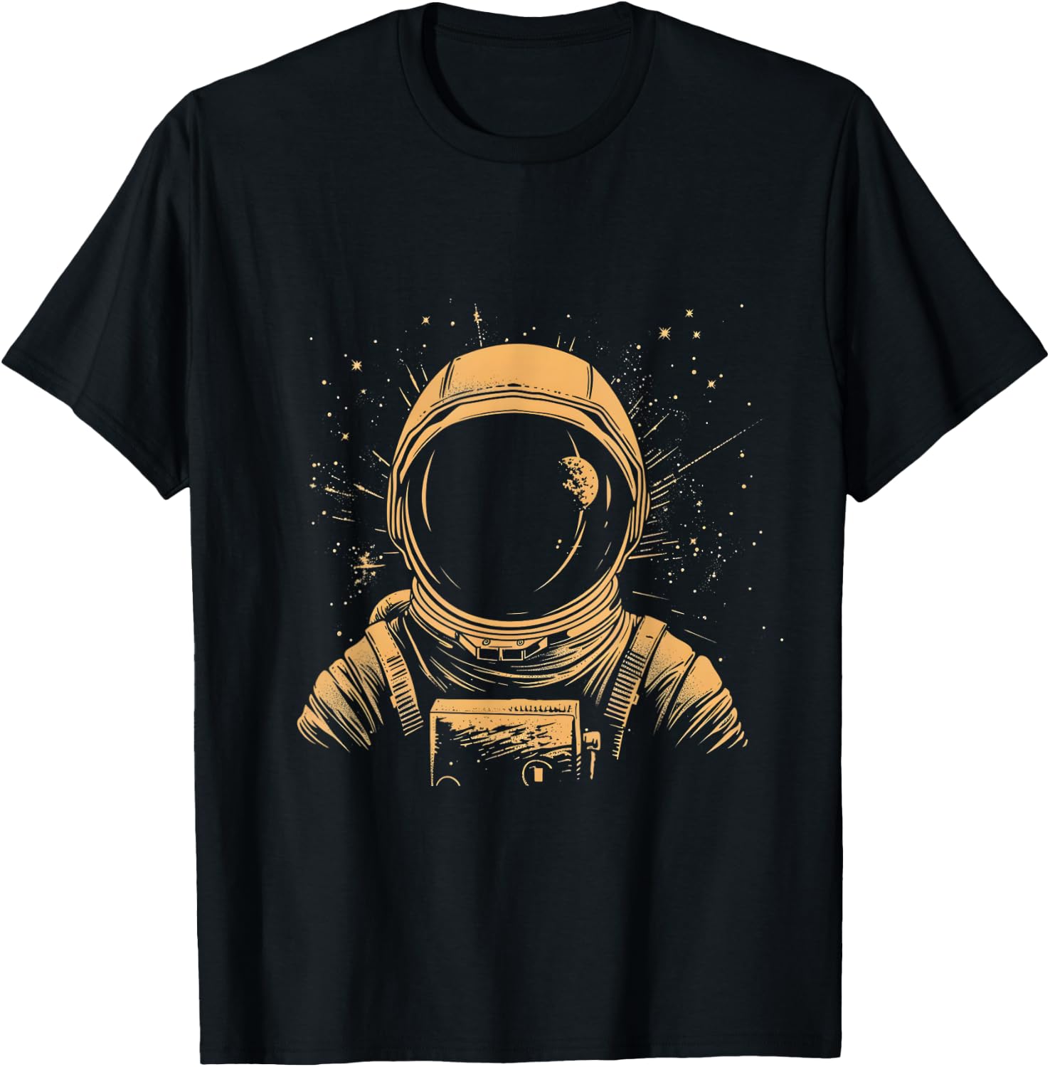 CosmoQuest Interstellar Minimalism Astronaut Portrait Black -Adults/ -Kids Cotton 65%/Polyester 35% Short Sleeve Small T-Shirt - T-Shirt | Black