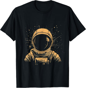 CosmoQuest Interstellar Minimalism Astronaut Portrait Black -Adults/ -Kids Cotton 65%/Polyester 35% Short Sleeve Small T-Shirt - T-Shirt | Black