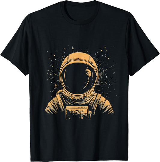 CosmoQuest Interstellar Minimalism Astronaut Portrait Black -Adults/ -Kids Cotton 65%/Polyester 35% Short Sleeve Small T-Shirt - T-Shirt | Black
