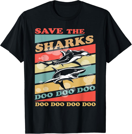 Retro Vintage Save The Sharks Shirt. Rescue, Protect T-Shirt - T-Shirt | Black