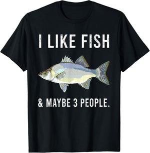Funny I Like White Bass Fish And Maybe 3 People T-Shirt - T-Shirt | Black