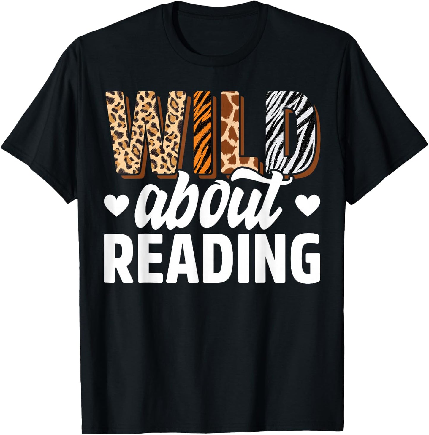 Wild About Reading Teacher Reading Books Back To School T-Shirt - T-Shirt | Black