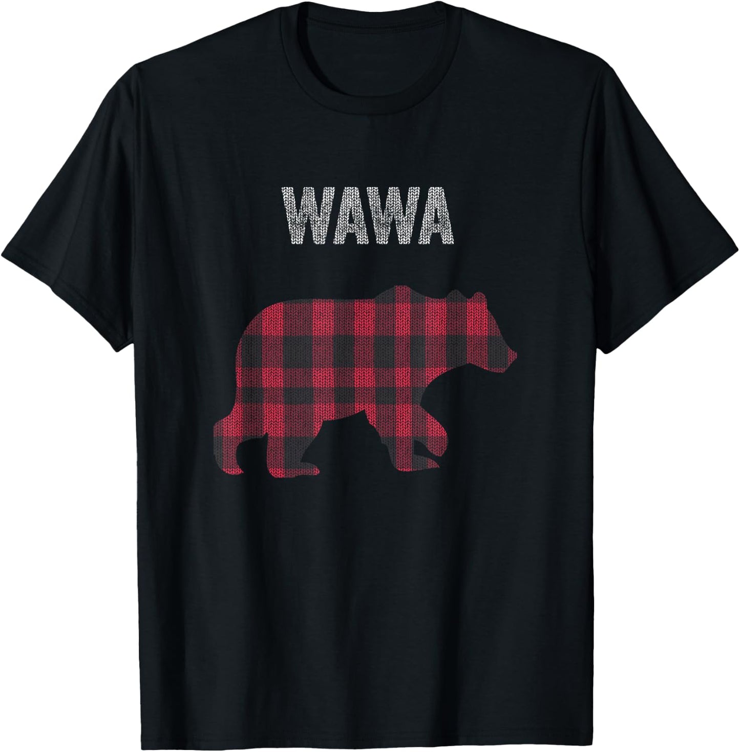 Red Plaid Wawa Bear Buffalo Matching Family Pajama T-Shirt - T-Shirt | Black