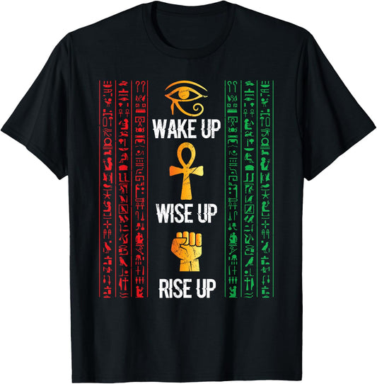 Scary Egyptian Black Egypt Hyerogliphs Ankh Eye of Horus T-Shirt - T-Shirt | Black