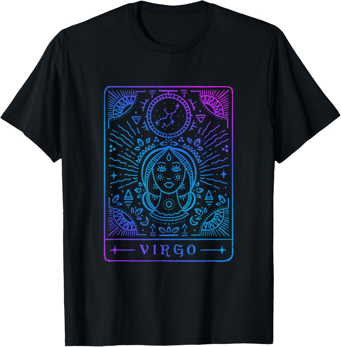 Virgo Hand-Drawn Horoscope Art / Astrology & Zodiac Sign T-Shirt - T-Shirt | Black