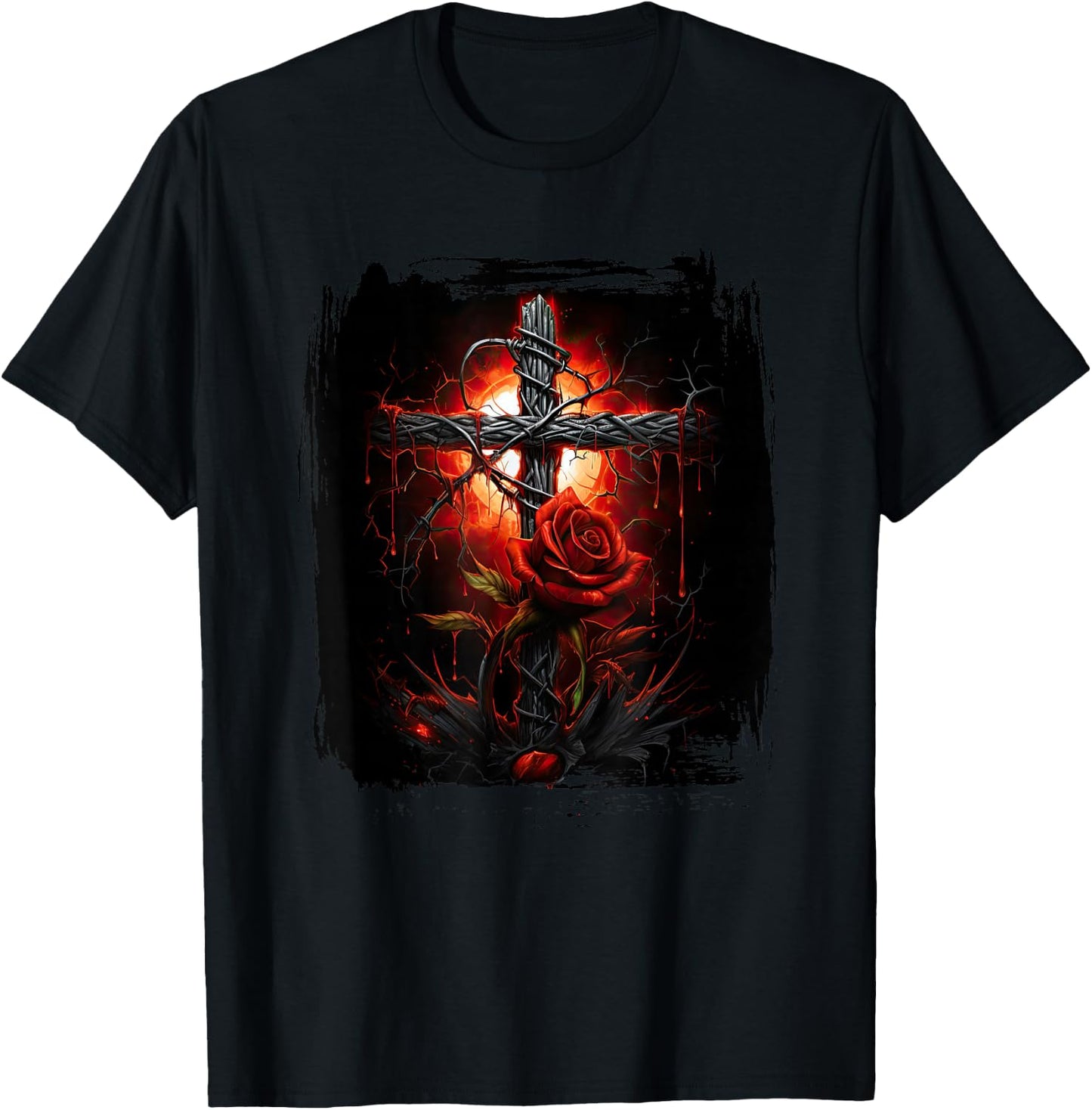 Gothic Cross Goths Design Filigree Victorian Cross T-Shirt - T-Shirt | Black
