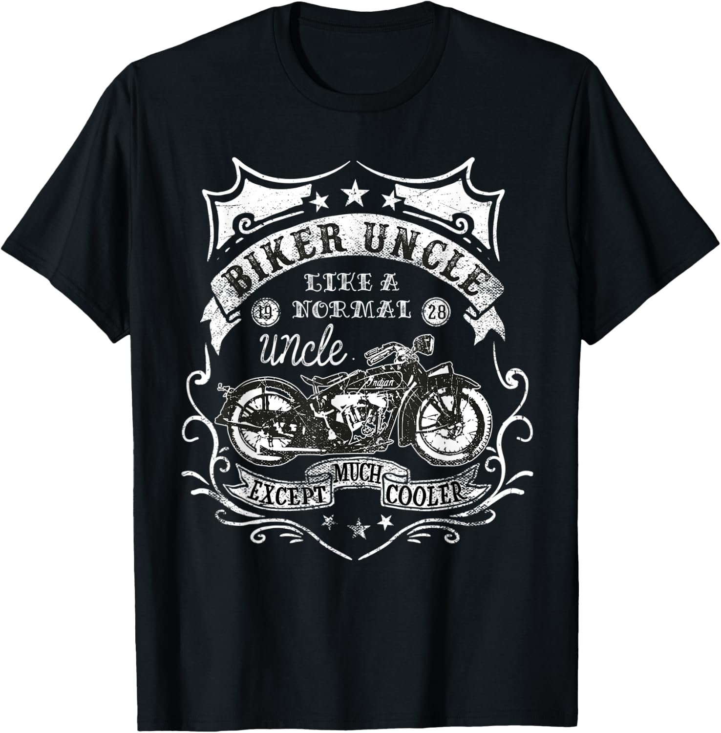 Biker Uncle Rides Motorcycles Rider Gift T-Shirt - T-Shirt | Black