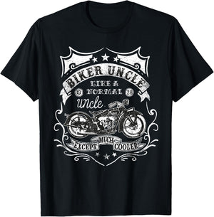 Biker Uncle Rides Motorcycles Rider Gift T-Shirt - T-Shirt | Black