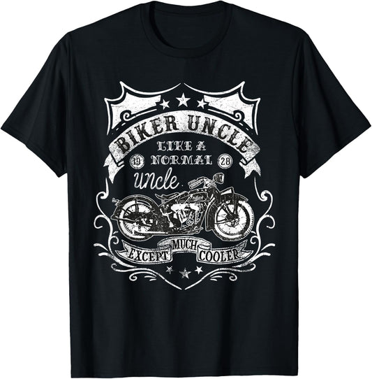 Biker Uncle Rides Motorcycles Rider Gift T-Shirt - T-Shirt | Black