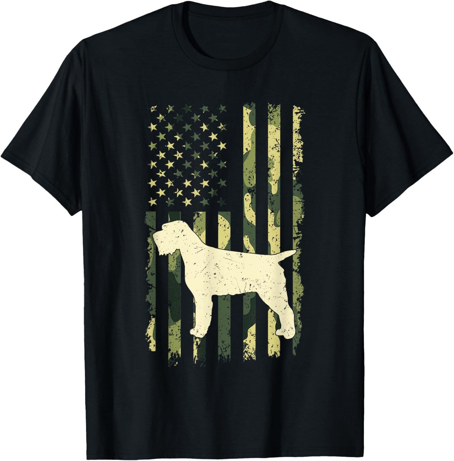 Wirehaired Pointing Griffon Shirts Camouflage American Flag Kids Men T-Shirt - T-Shirt | Black