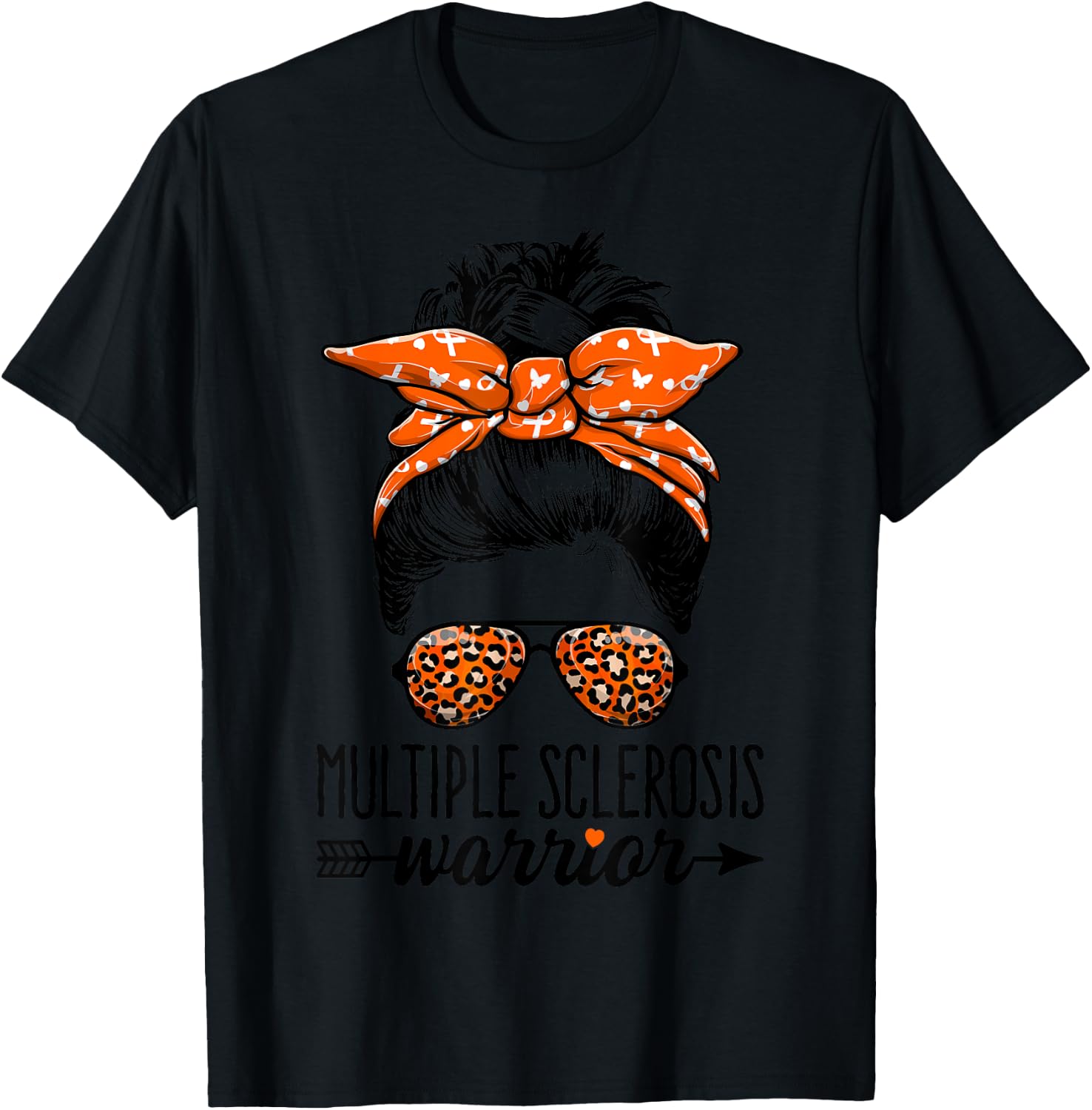 MS Warrior Messy Bun - Multiple Sclerosis Awareness T-Shirt - T-Shirt | Black