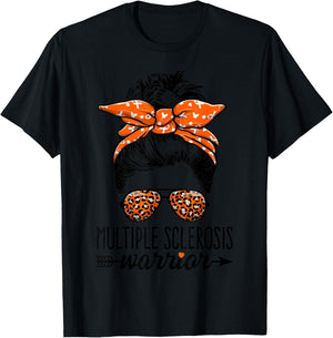 MS Warrior Messy Bun - Multiple Sclerosis Awareness T-Shirt - T-Shirt | Black