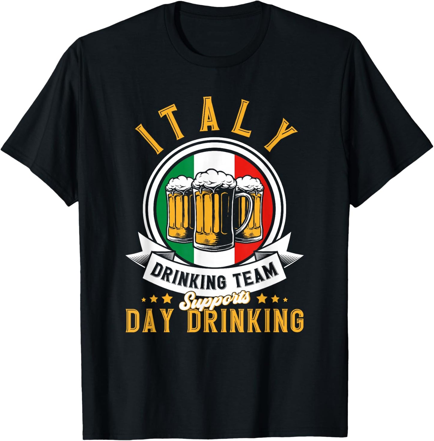 Italy Drinking Team Supports Day Drinking Italy T-Shirt - T-Shirt | Black