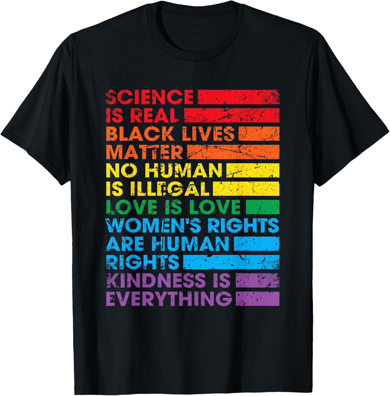 Gay Pride Science is Real Black Lives Matter Love is Love T-Shirt - T-Shirt | Black