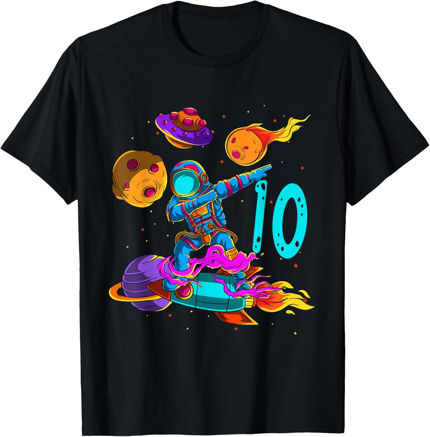 10 years Birthday Astronaut 10th Birthday Boys Astronaut T-Shirt - T-Shirt | Black