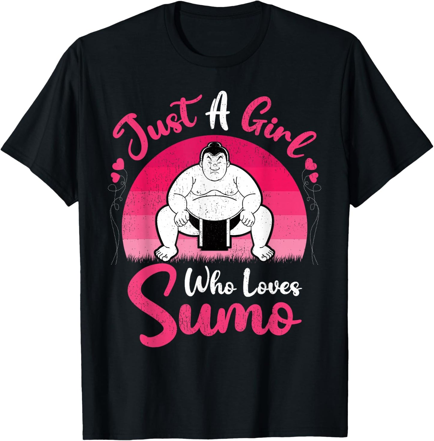 Retro Vintage Sumo Lover Just A Girl Who Loves Sumo T-Shirt - T-Shirt | Black