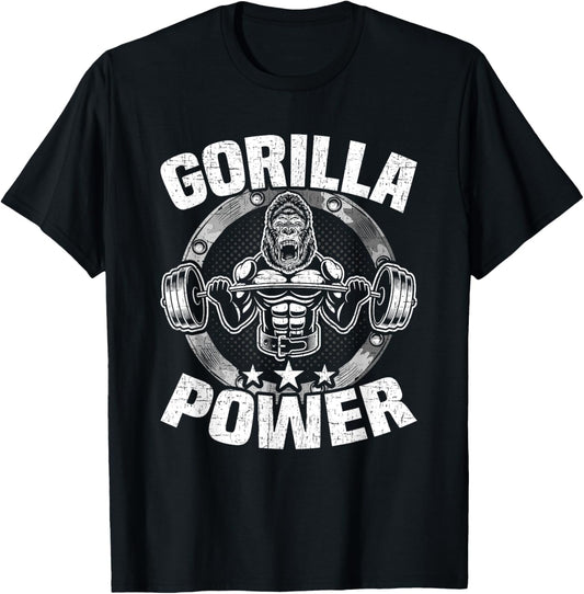 Gorilla Power Bodybuilding Weightlifting Workout T-Shirt - T-Shirt | Black