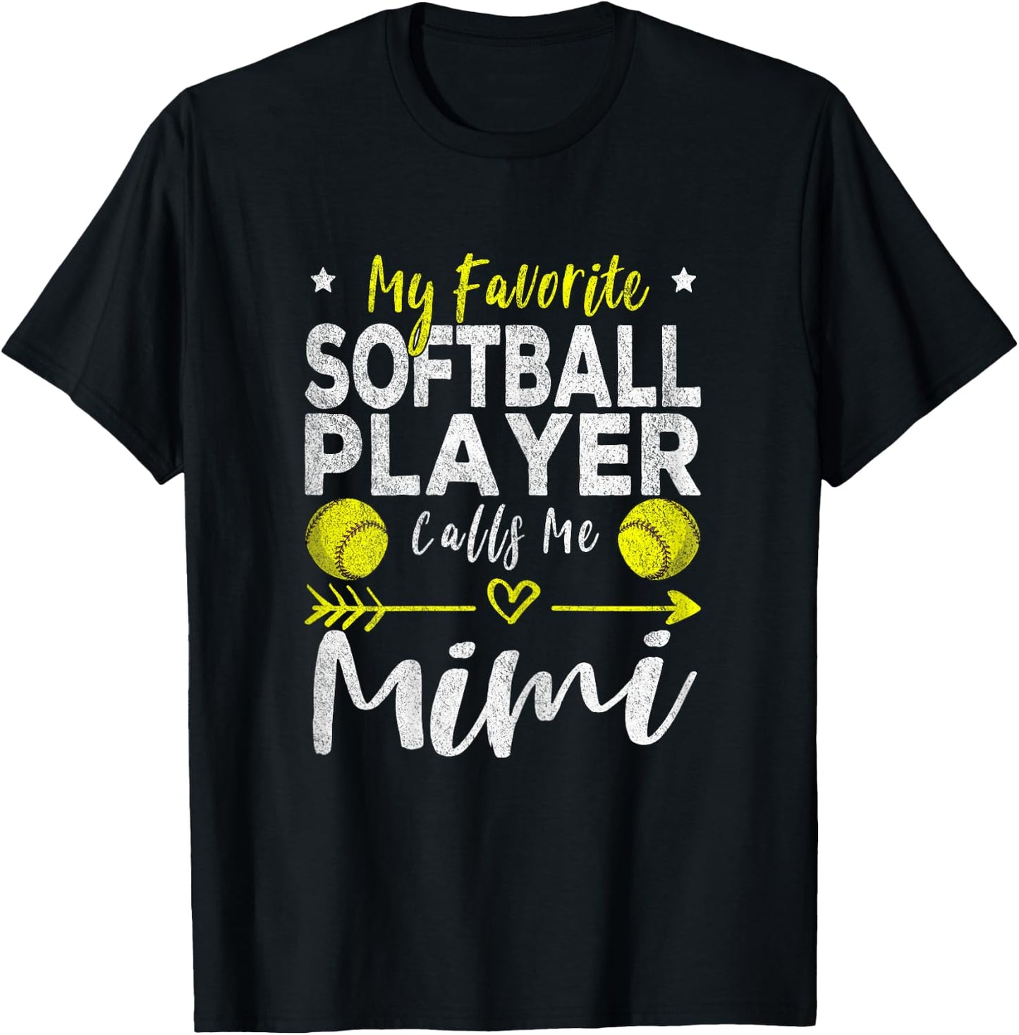 My Favorite Softball Player Calls Me Mimi Softball Grandma T-Shirt - T-Shirt | Black