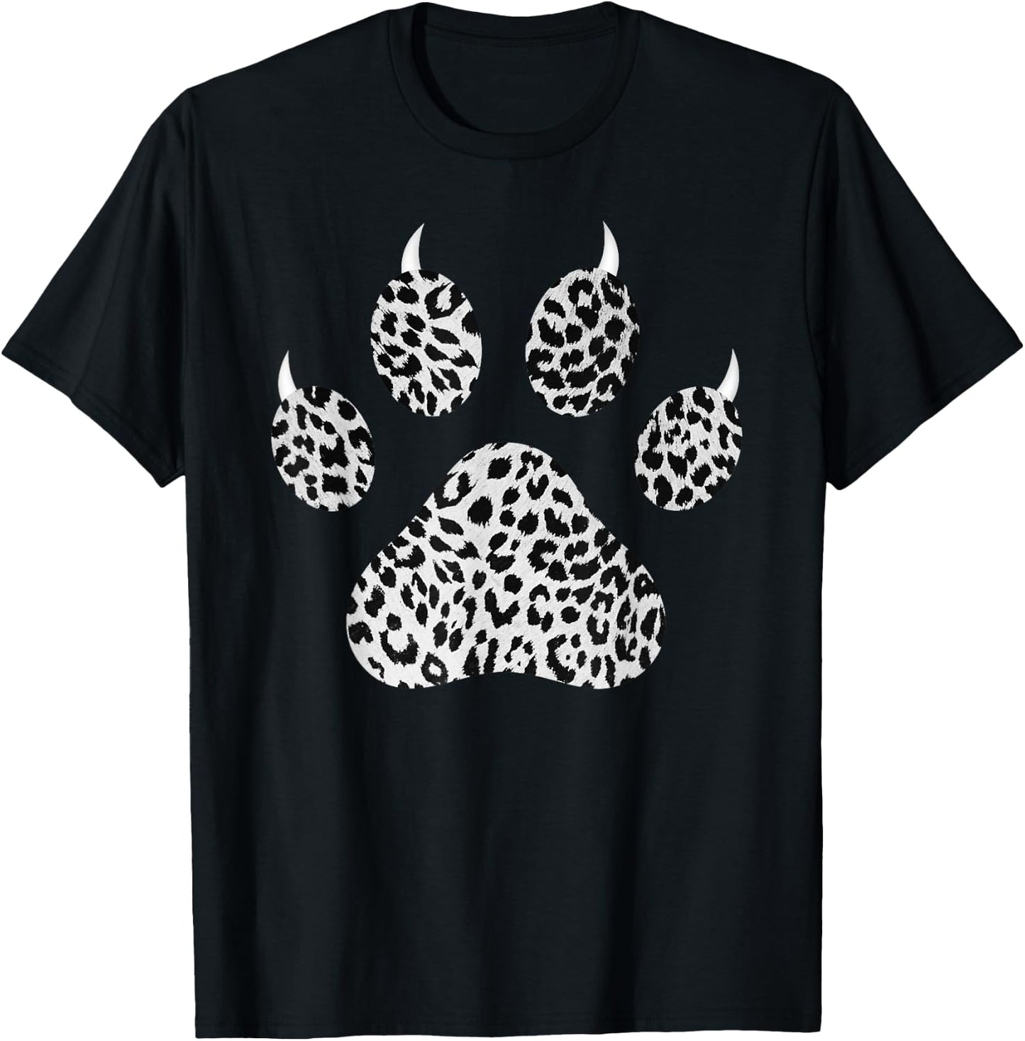 Snow Leopard Paw Print With Claws - Fierce Cheetah Pattern T-Shirt - T-Shirt | Black