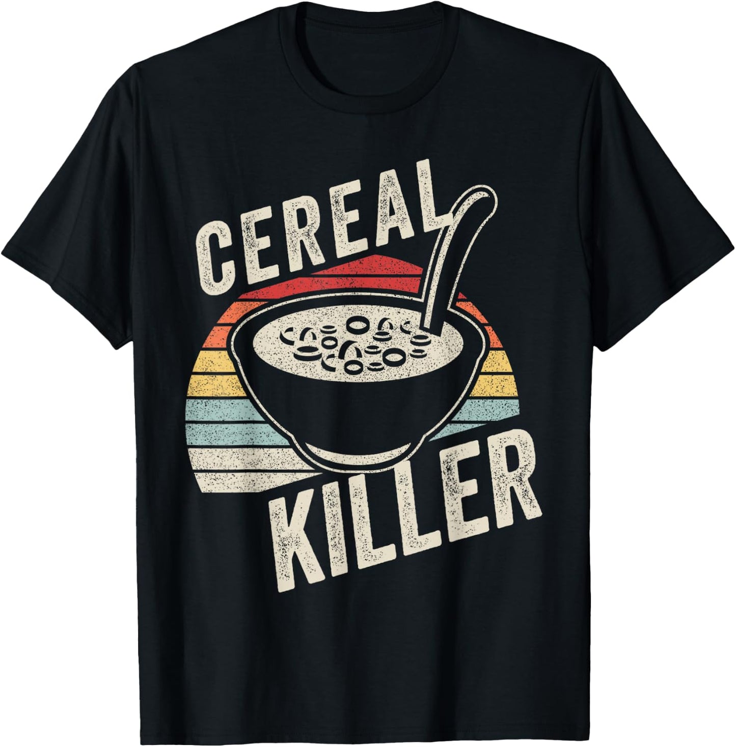 Vintage Retro Cereal Killer Breakfast Brunch Food Funny T-Shirt - T-Shirt | Black