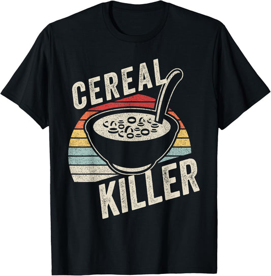 Vintage Retro Cereal Killer Breakfast Brunch Food Funny T-Shirt - T-Shirt | Black