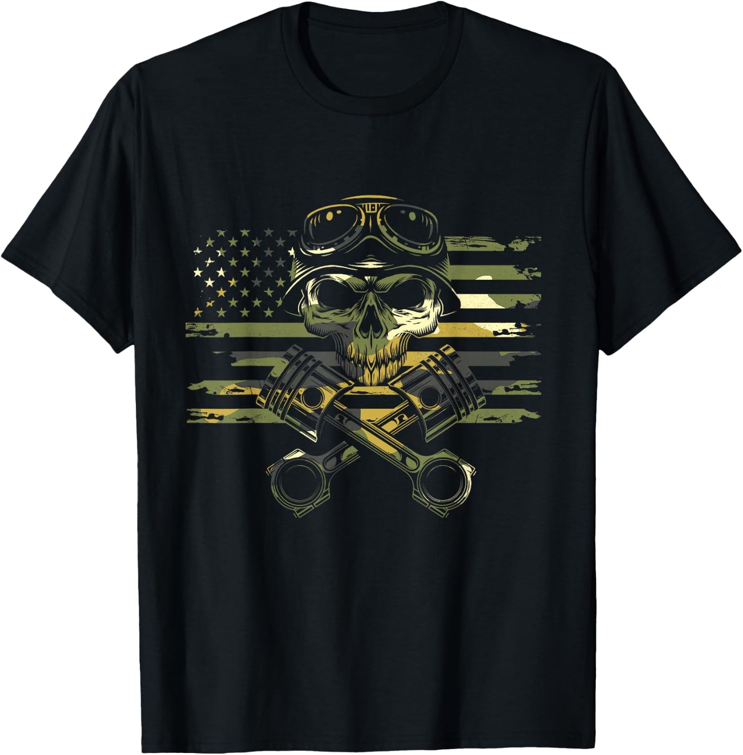 American Flag Motorcycle Apparel - Motorcycle T-Shirt - T-Shirt | Black