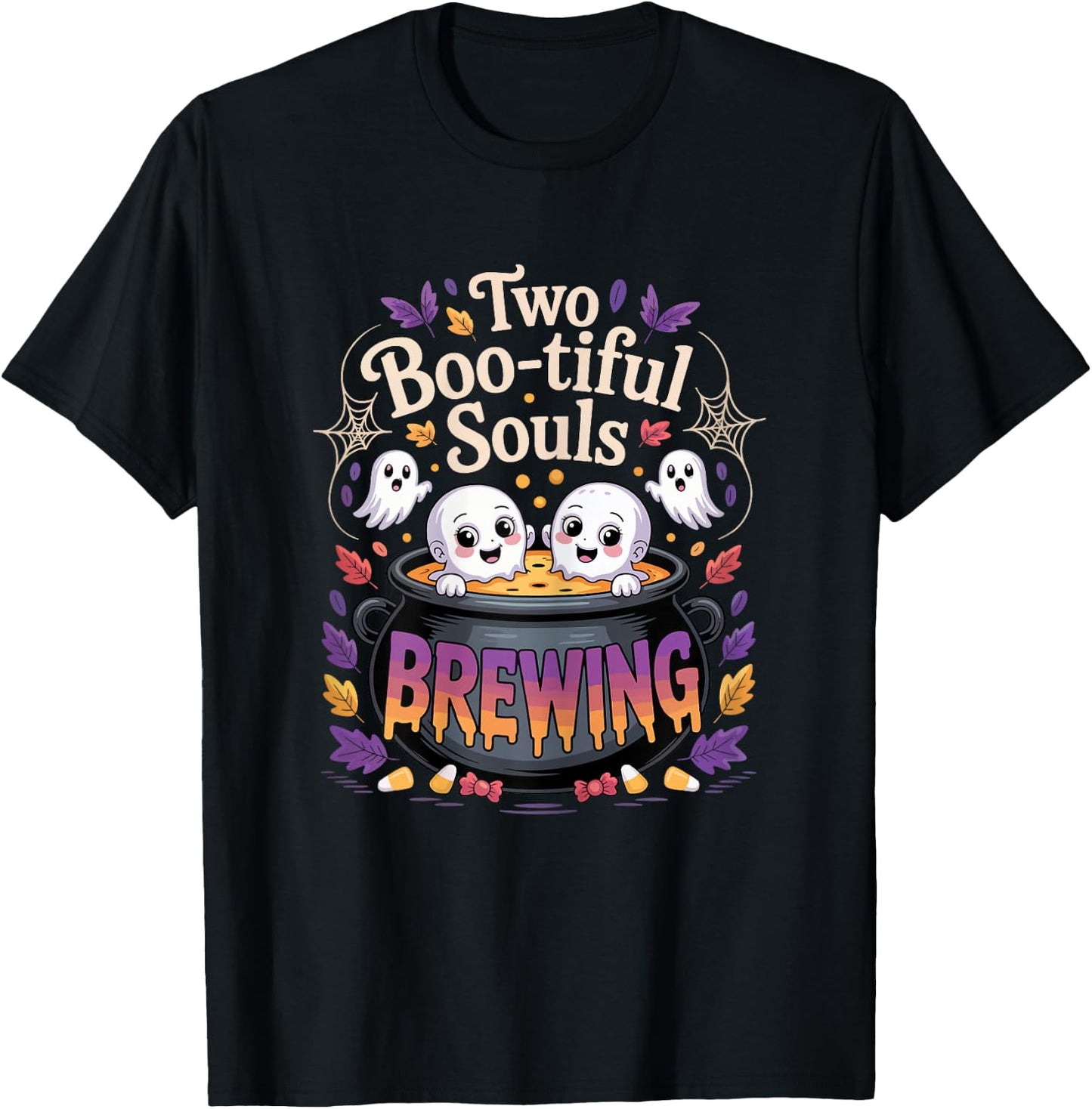 Pregnant Mom Halloween Costume Twins Pregnancy Announcement T-Shirt - T-Shirt | Black