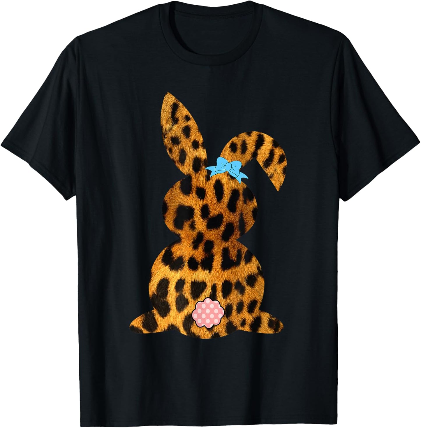 Easter Bunny Shirt Leopard Pattern Rabbit 2023 T-Shirt - T-Shirt | Black