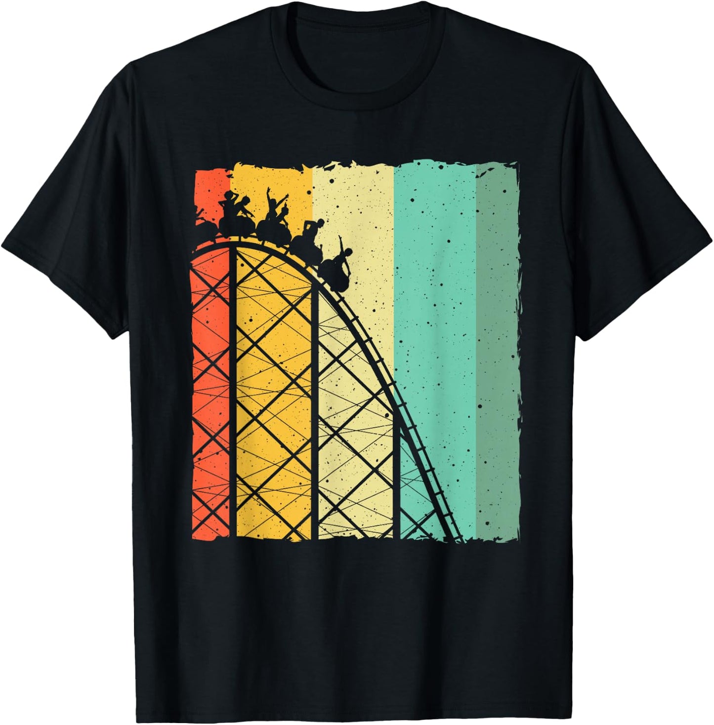 Cute Vintage Roller Coaster Design Men Women Amusement Park T-Shirt - T-Shirt | Black
