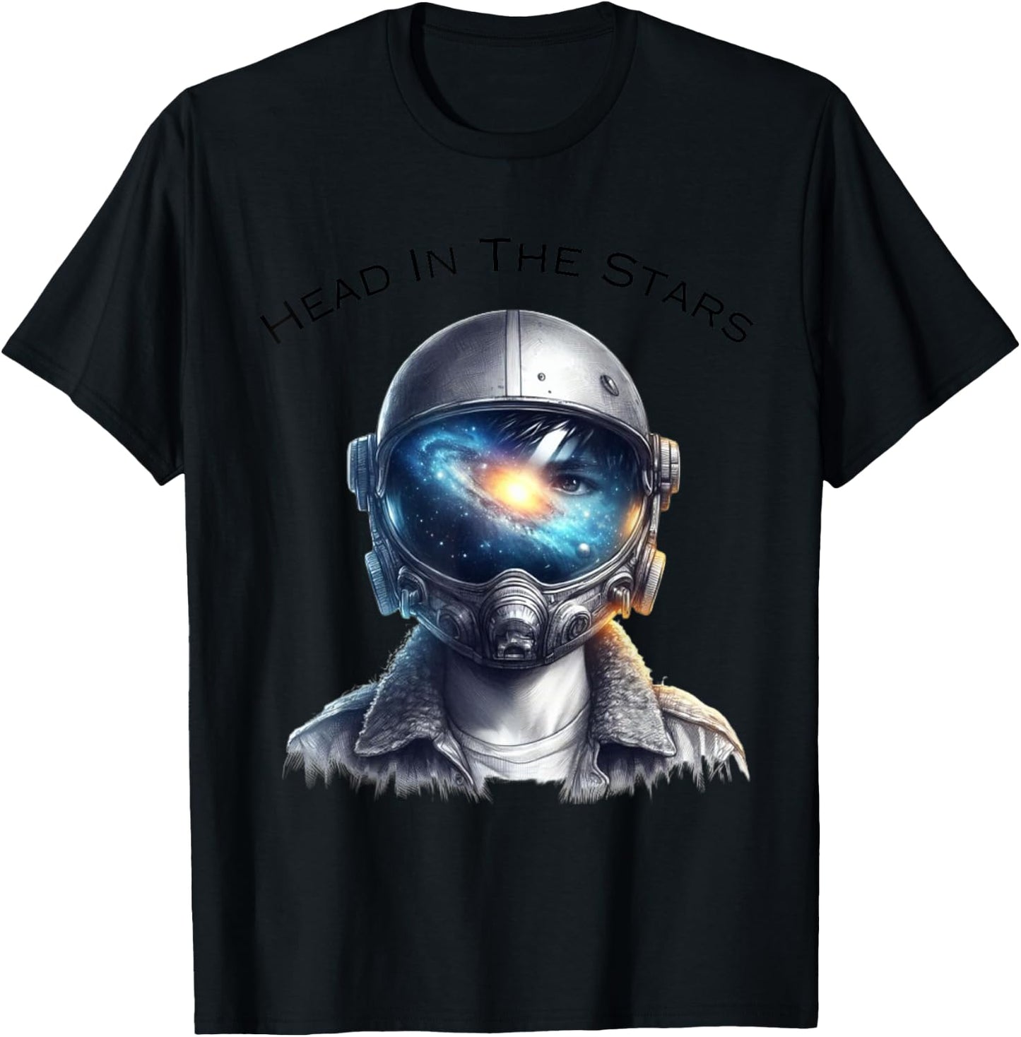 Head In The Stars All Ages Cool Space Age Graphic Design T-Shirt - T-Shirt | Black