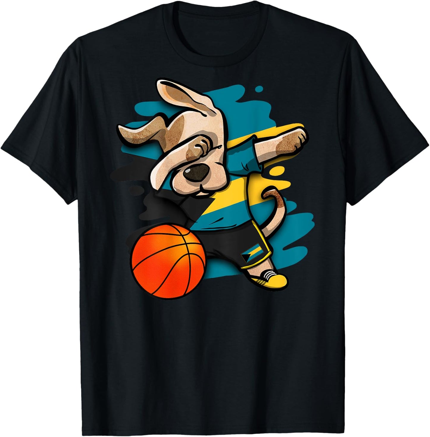 Dabbing Dog Bahamas Basketball Fans Jersey Bahamian Sports Women Kids T-Shirt - T-Shirt | Black