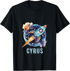 Kids CYRUS Name Baby Boy Nursery Room Theme Decor Gifts T-Shirt - T-Shirt | Black