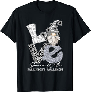 Silver Ribbon Gnome Love Someone With Parkinson's Awareness T-Shirt - T-Shirt | Black